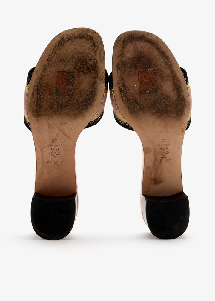 【歩きやすくてお洒落】DIOR Dway Slide Dway Slide Deep Blue Embroidered Cotton | DIOR