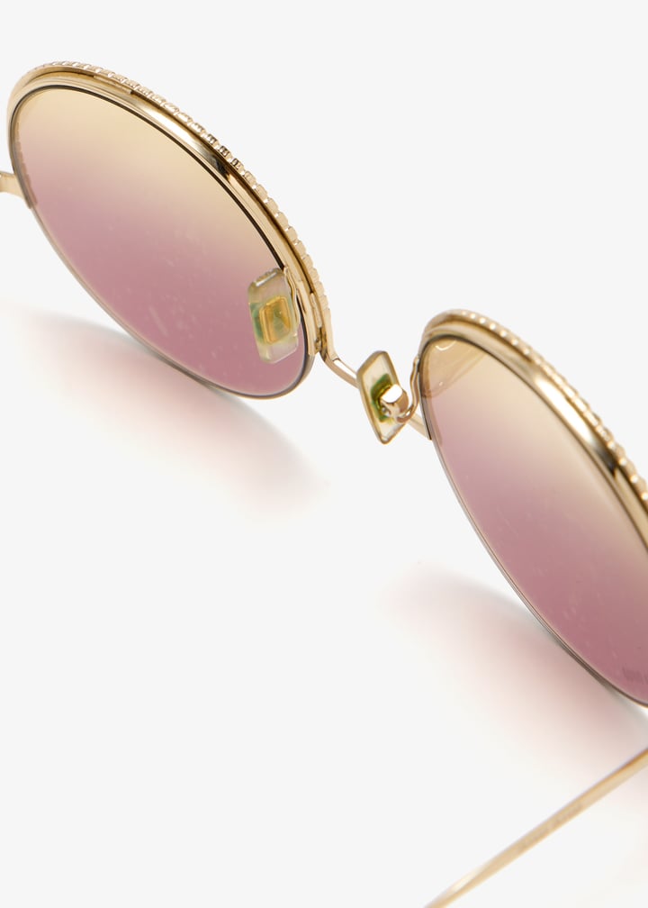 Miu Miu Pink Round Embellished Sunglasses Gradient Pink Lenses Miu Miu Logo Sunglasses | Miu Miu main image 4