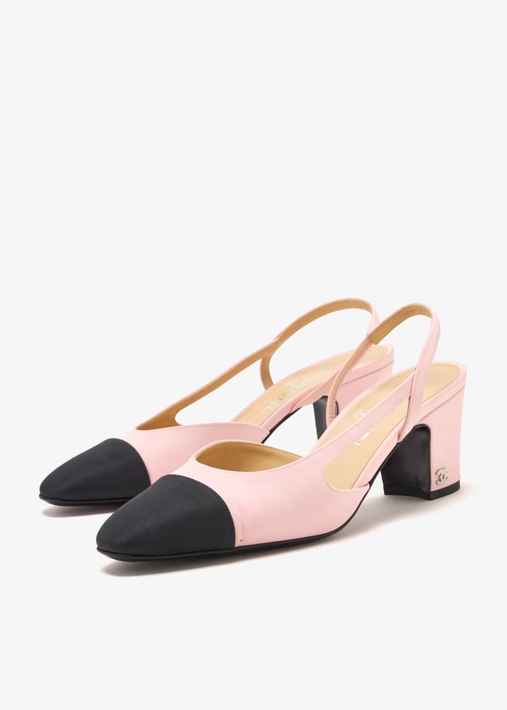靴 CHANEL Cocomark Slingback Pumps CHANEL Coco Mark Bicolor Slingback Pumps