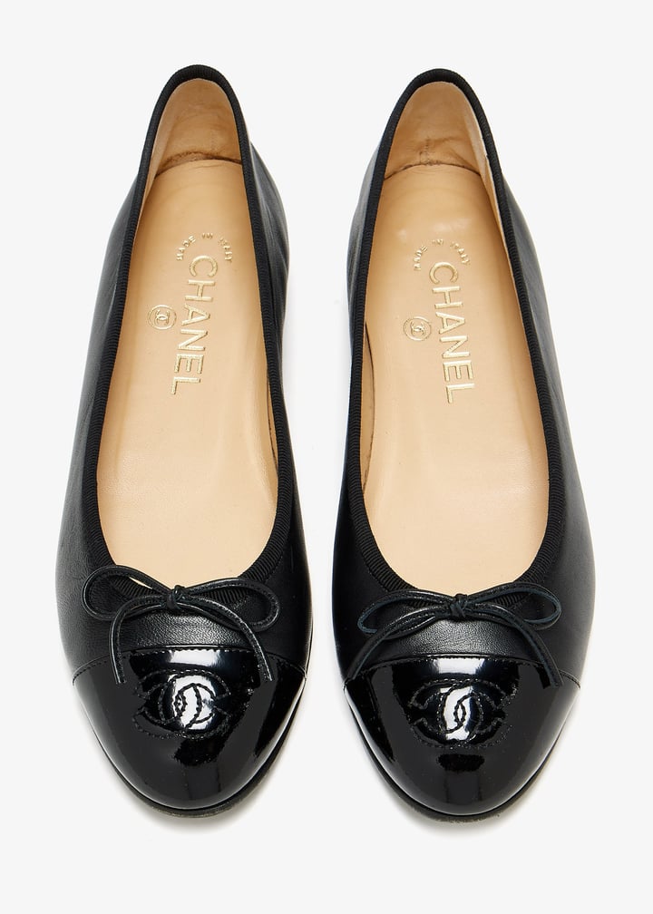 Chanel Pre-Loved CC cap toe ballerinas for Women - Black in