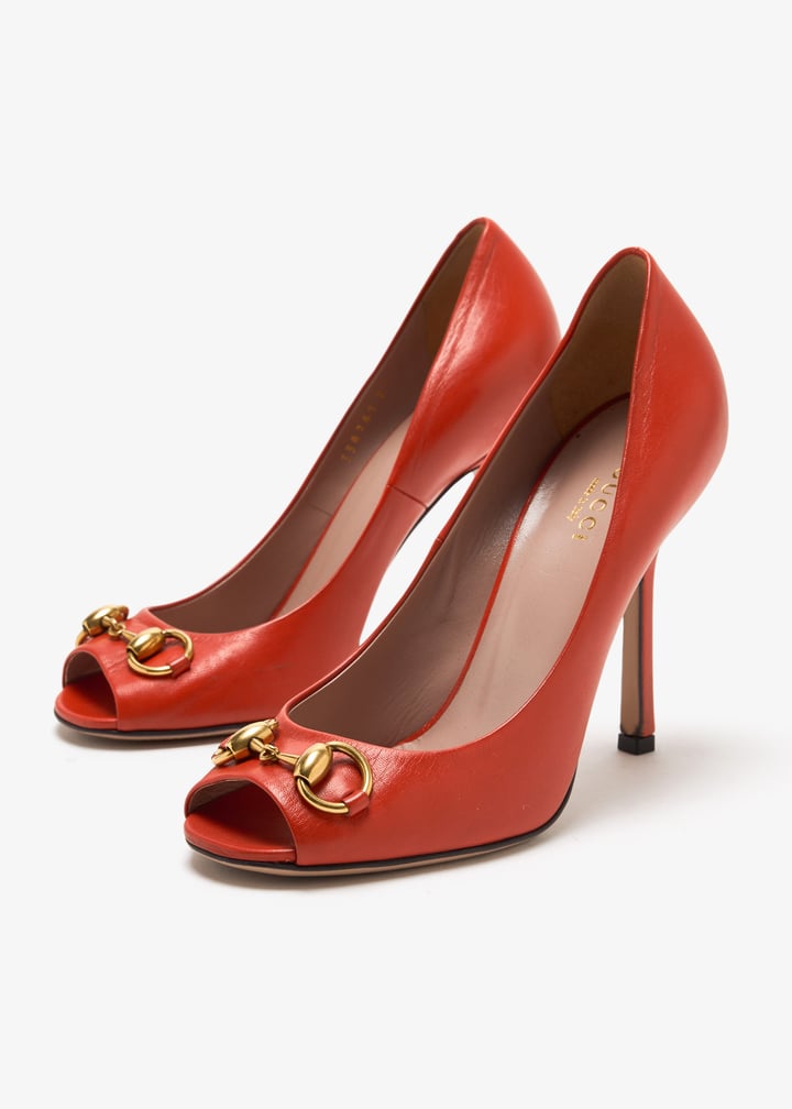 Gucci Pre-Loved Horsebit peep-toe pumps for Women Red in Kuwait