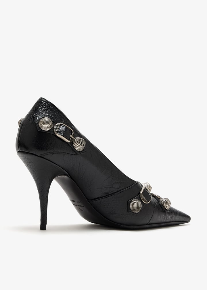 パンプス BALENCIAGA BLACK LEATHER CAGOLE PUMPS 18373162_54809728_600.jpg