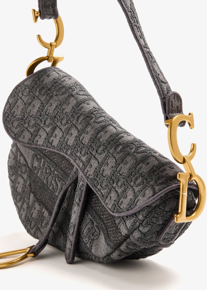 Dior Pre-Loved Classic Oblique Saddle bag for Women Grey in KSA