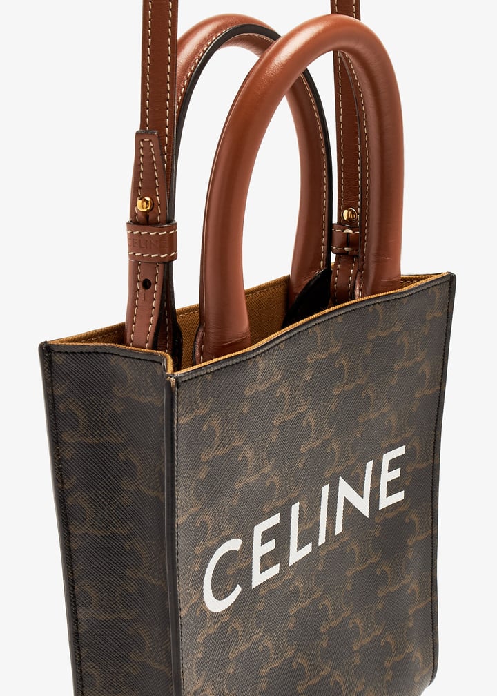 ☆VIPセール☆【CELINE直営店】MINI CABAS VERTICAL TRIOMPHE CELINE Pre-Loved Mini Triomphe Vertical Cabas bag for Women