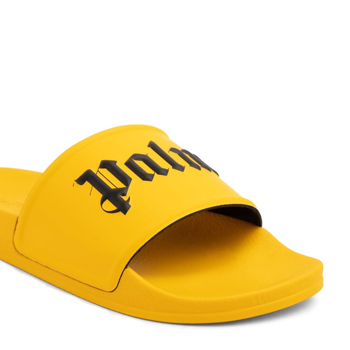 Palm Angels Logo pool slides for Men Yellow in KSA Level Shoes