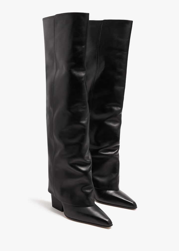 ショートブーツ・ブーティ PARIS TEXAS JANE SMOOTH LEATHER FOLD-OVER BOOTS Fold-over boots in mocha leather - Paris Texas – Paris Texas US
