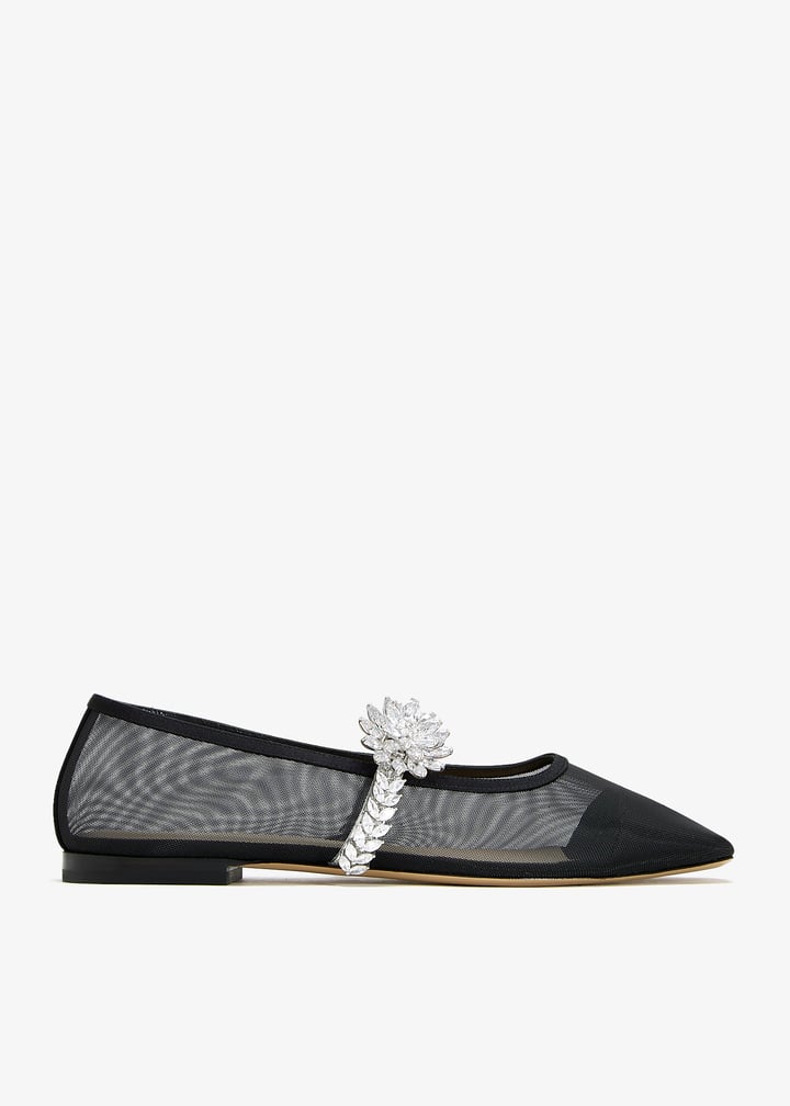 フラットシューズ MACH & MACH R25 S0927 10 NET B35 Ballerinas mesh ballerina Crystal - Women's Black Net Flats Black with Strass – MACH