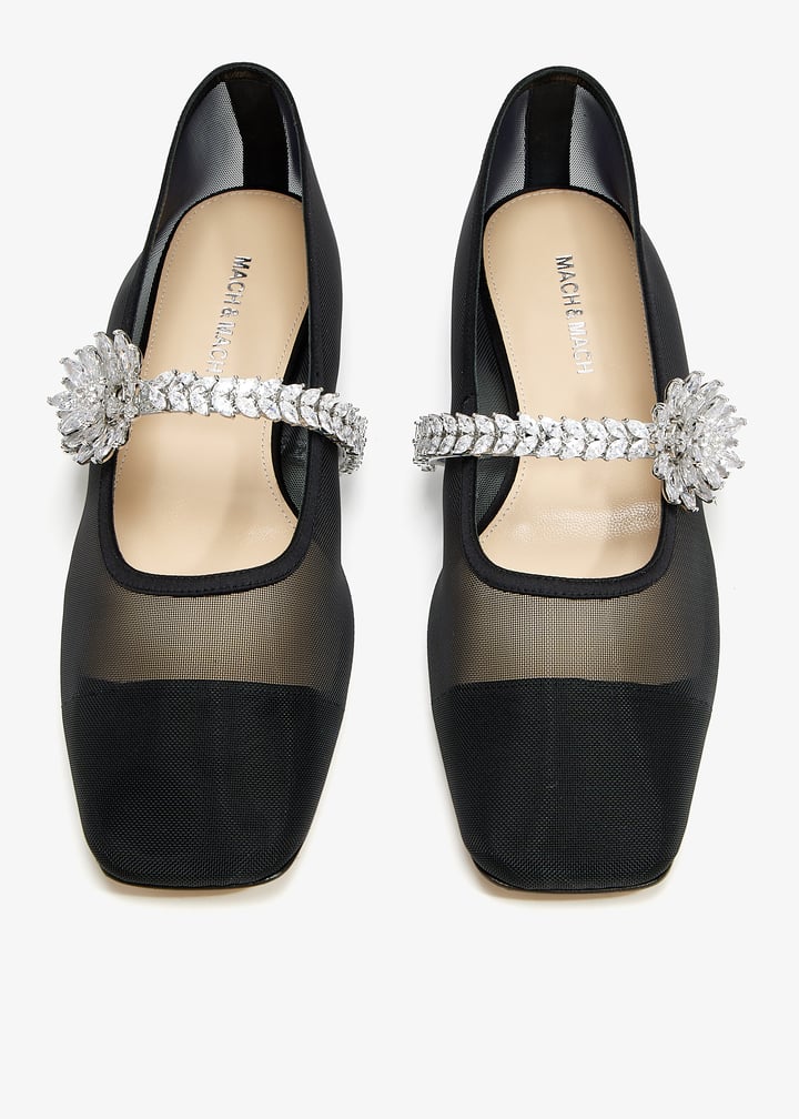 MACH & MACH Lotus Flower ballet flats for Women - Black in