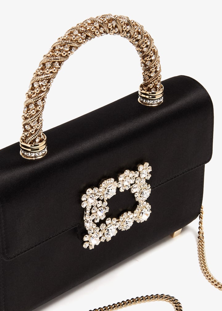 パーティーに ROGER VIVIER ブークレクリスタルバックルクラッチ Jewel Efflorescence Mini Bag in velvet Black Woman