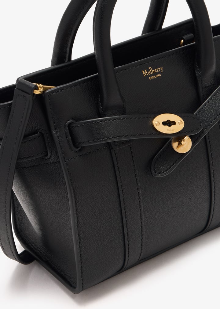 【関税込み】MULBERRY MICRO ZIPPED BAYSWATER' HANDBAG Mulberry | Mini Zipped Bayswater | Black Small Classic Grain