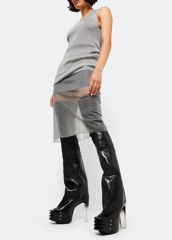 digne シアーボートネック/ ブラック Rick Owens Oblique platform boots for Women - Black in USA