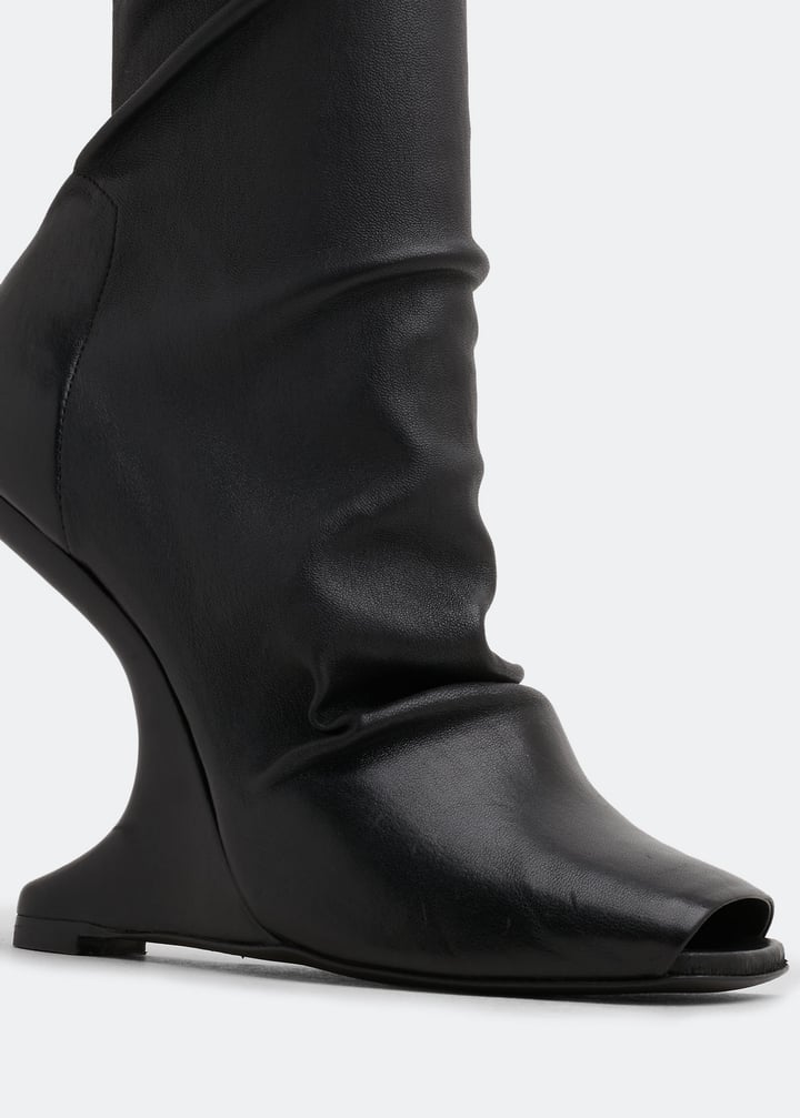 【正規品】Rick Owens ブラック Cantilever オーバーニーブーツ Rick Owens Cantilever stretch knee boots for Women - Black