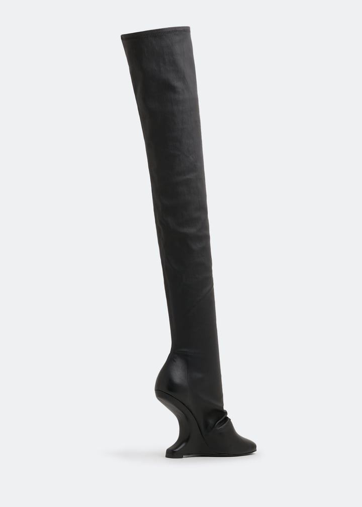 【正規品】Rick Owens ブラック Cantilever オーバーニーブーツ Rick Owens Cantilever stretch knee boots for Women - Black
