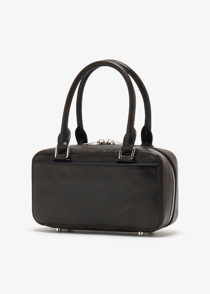 トートバッグ SELF PORTRAIT BLACK DISTRESSED LEATHER MINI TOTE BAG Black Distressed Leather Mini Tote Bag – self-portrait-US