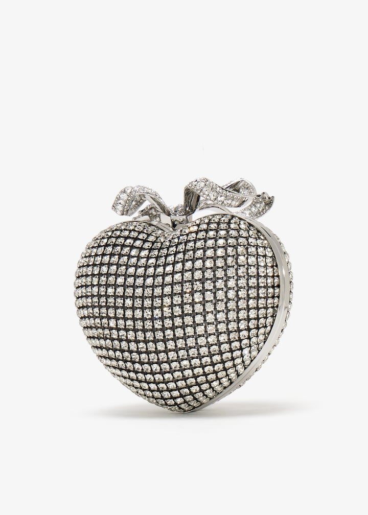 Self-Portrait Crystal Heart clutch for Women - Silver in UAE