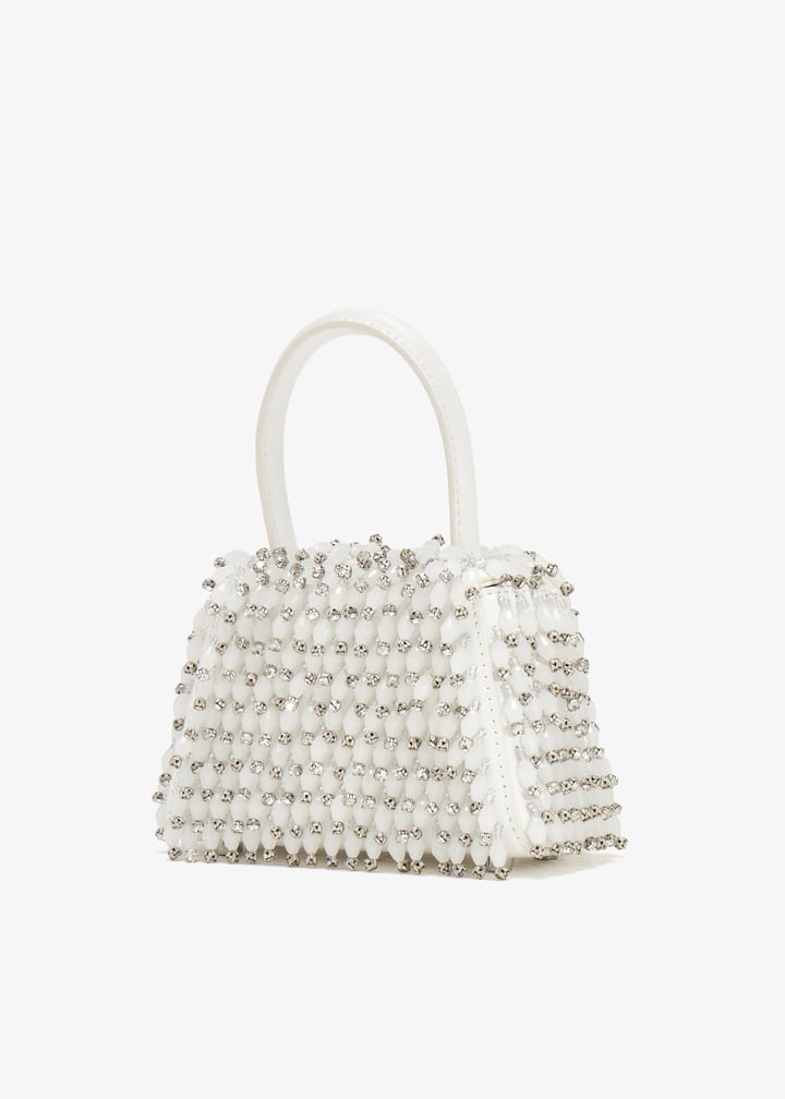 Self-Portrait Embellished Micro Bow bag for Women - White in