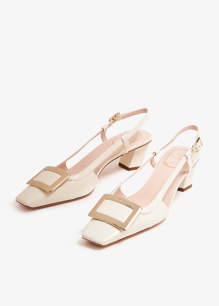 【関税&送料込】Roger Vivier Belle Vivier Cream Coloured Sli Belle Vivier Slingback Pumps in patent leather Beige Woman