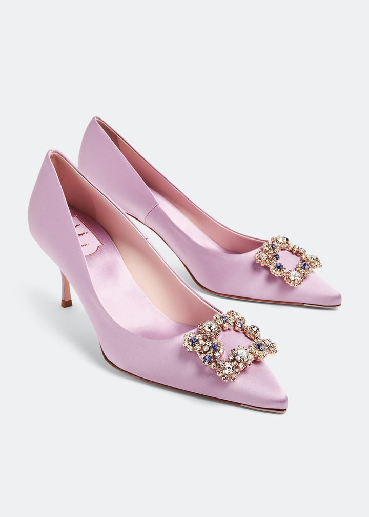 Flower strass buckle pumps