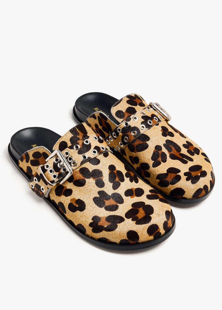 【COLOR iN ID】Round spiny mules Black Bubble Mule Heel