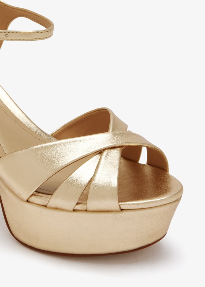 Schutz Leather platform sandals for Women - Gold in USA | Level Shoes