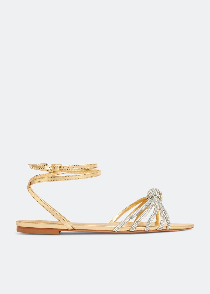 Schutz Knotted flat sandals for Women Gold in UAE Level Shoes - Main Image