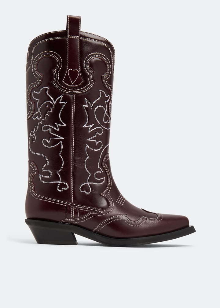 ブーツその他 GANNI EMBROIDERED WESTERN BOOT Ganni | Mid Shaft Embroidered Western Boot | Egret – One of