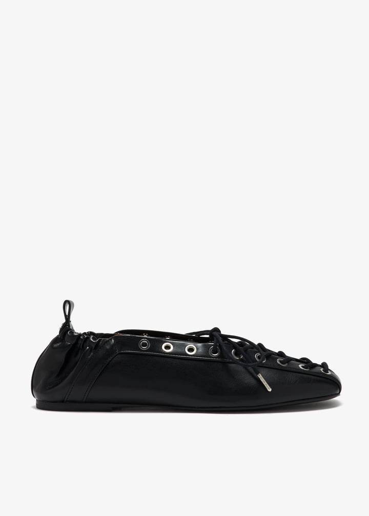 【関税＆送料込み】Ganni Black Patent Ballet Flat Shoe With New Ganni Black Patent Slingback Feminine Buckle Ballerinas