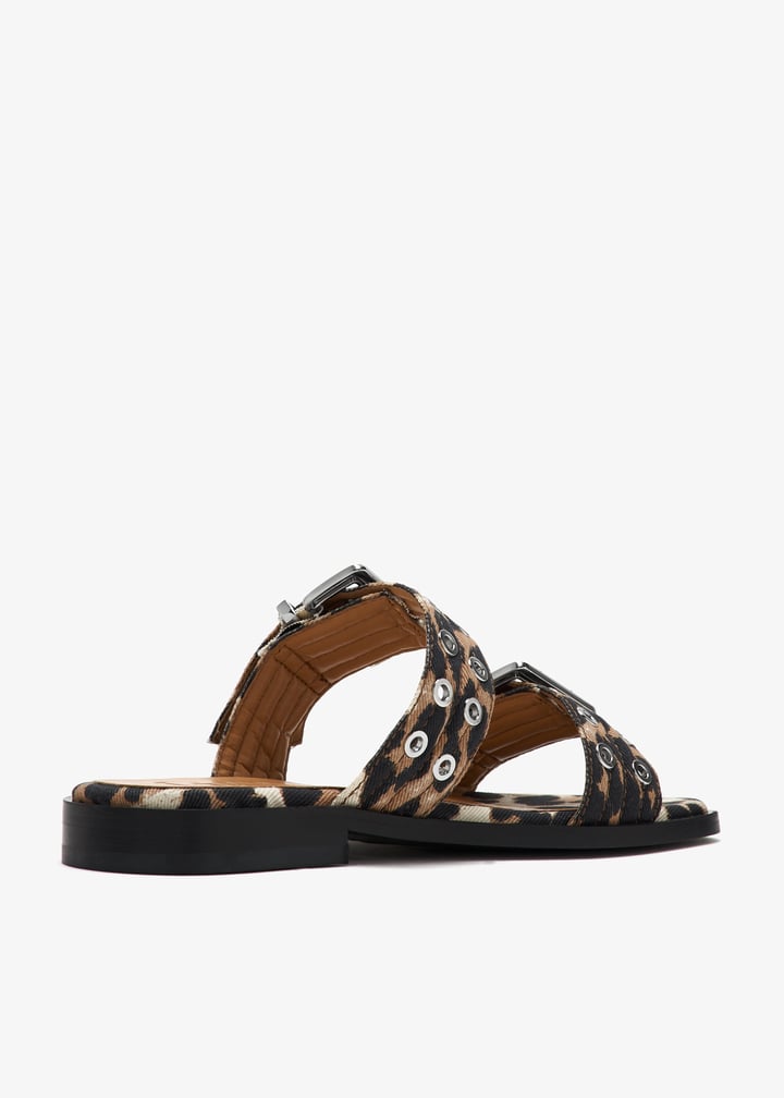 Ganni Feminine buckle sandals for Women - Animal Printed in