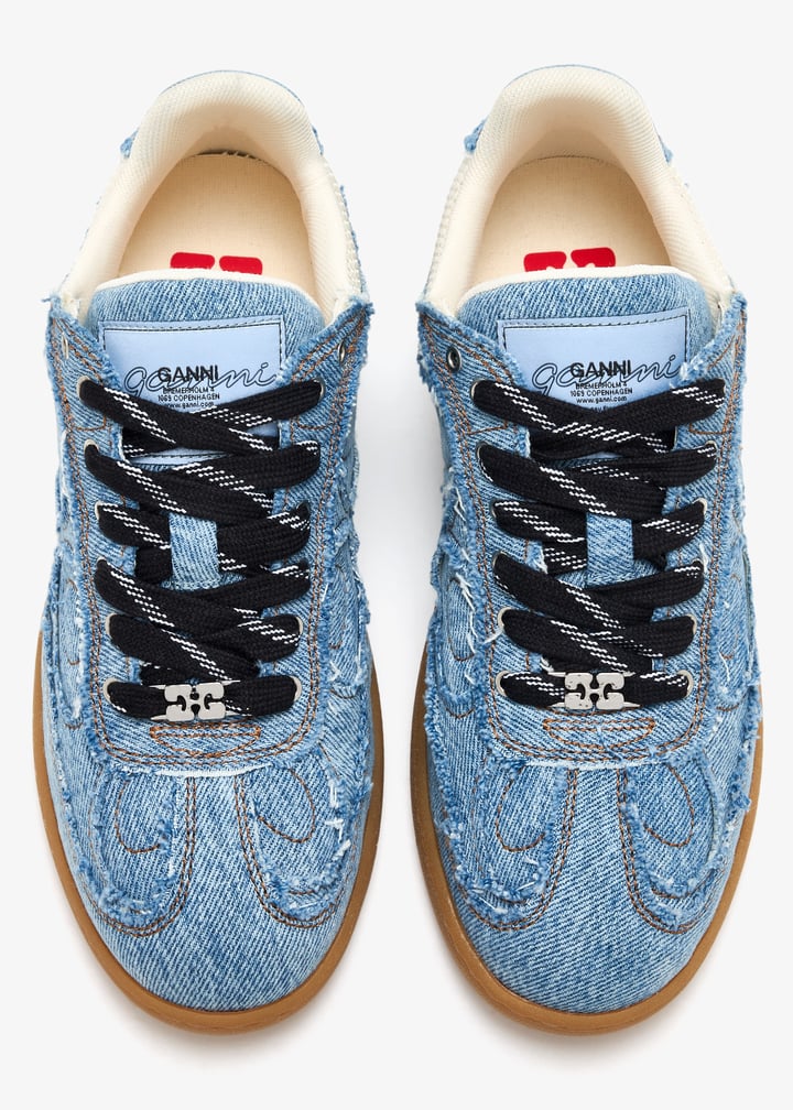 スニーカー Ganni FW25 GANNI Sneakers Blue (S3084 565) Light Blue Vintage 08 Denim Raw Edge Sneakers | GANNI US