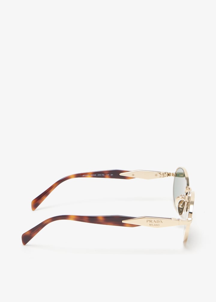 PRADA EYEWEAR オーバルフレーム ゴールドトーンサングラス PRADA - PRADA サングラス 昨年度購入 ゴールドメタルフレーム
