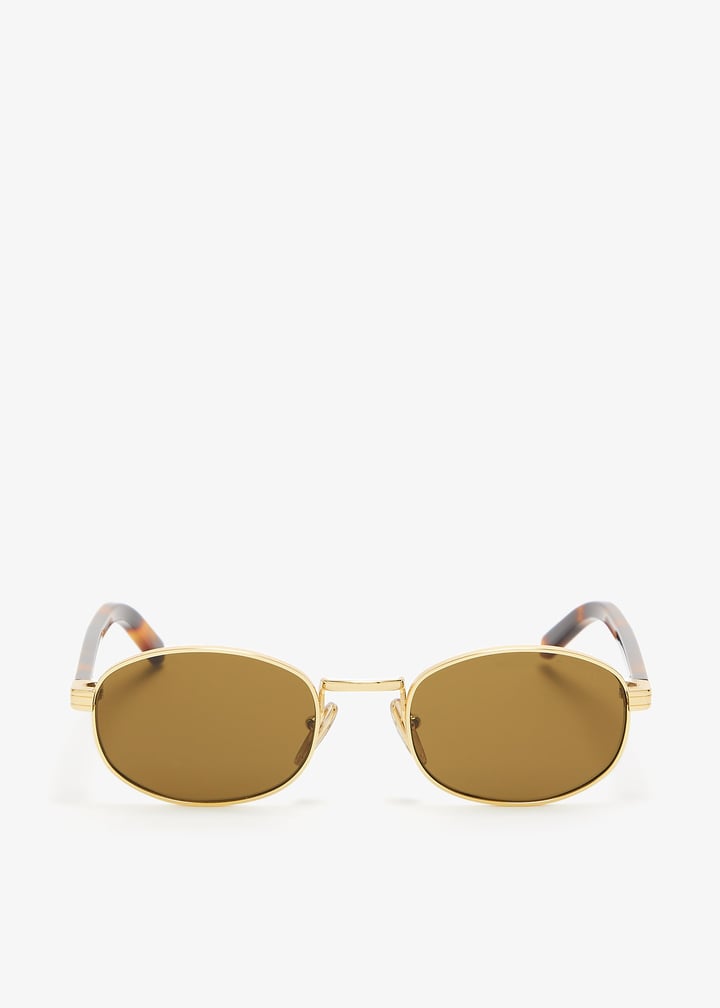 【極美品】PRADA sunglasses gold brown logo Prada Geometric Sunglasses Gold/Brown (SPRA51) in Metal with