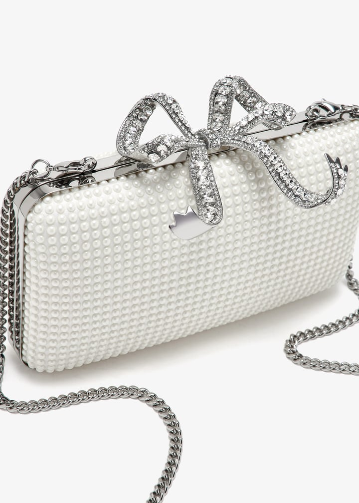 ハンドバッグ SELF-PORTRAIT Woman Handbag White SS25305AC PEARL Canvas Curved Shoulder Bag – self-portrait-US