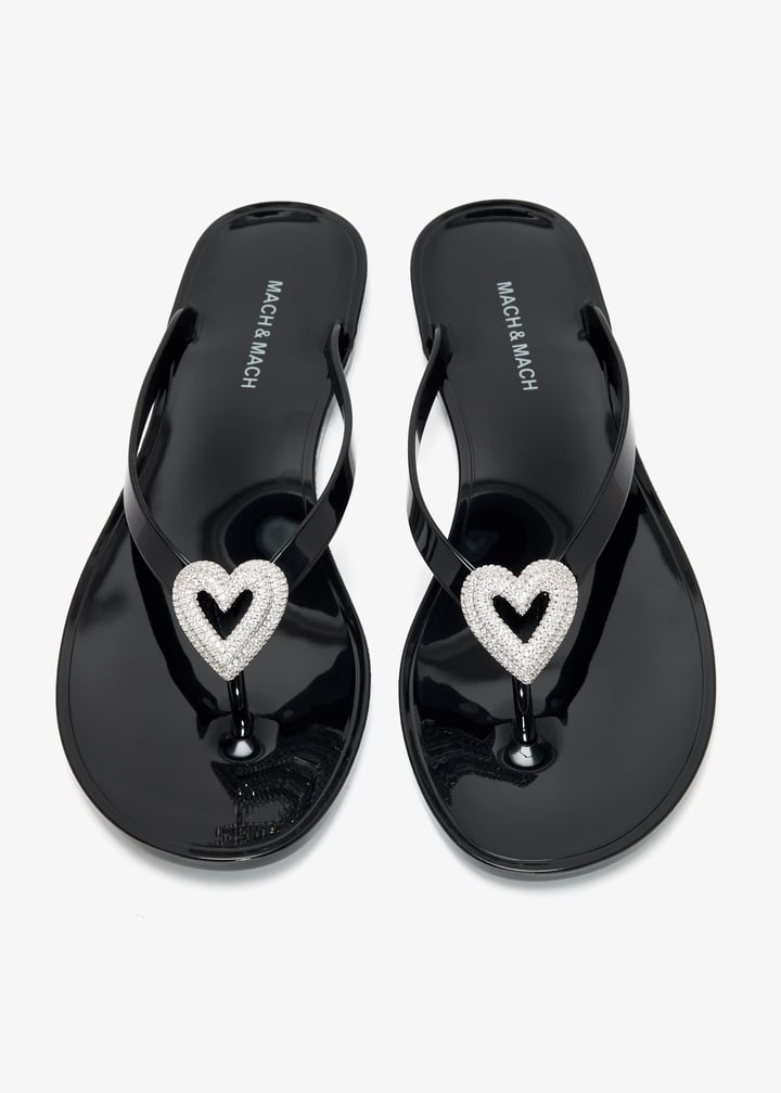 MACH & MACH ビーチサンダル S0888 05 GUM BLK SS25-S0888-05-GUM-BLK DOUBLE HEART ΣΑΝΔΑΛΙΑ MACH & MACH