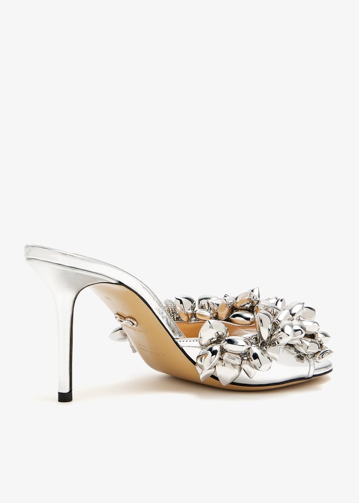 MACH & MACH パフィー ハート リング 95 スエードミュール MACH & MACH Puffy Heart mules for Women - Silver in UAE