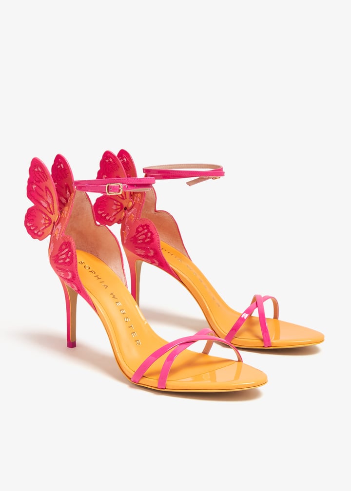 【関税込み】Sophia Webster ピンク Farfalla ヒールサンダル Sophia Webster: Pink Farfalla Heeled Sandals | SSENSE 日本
