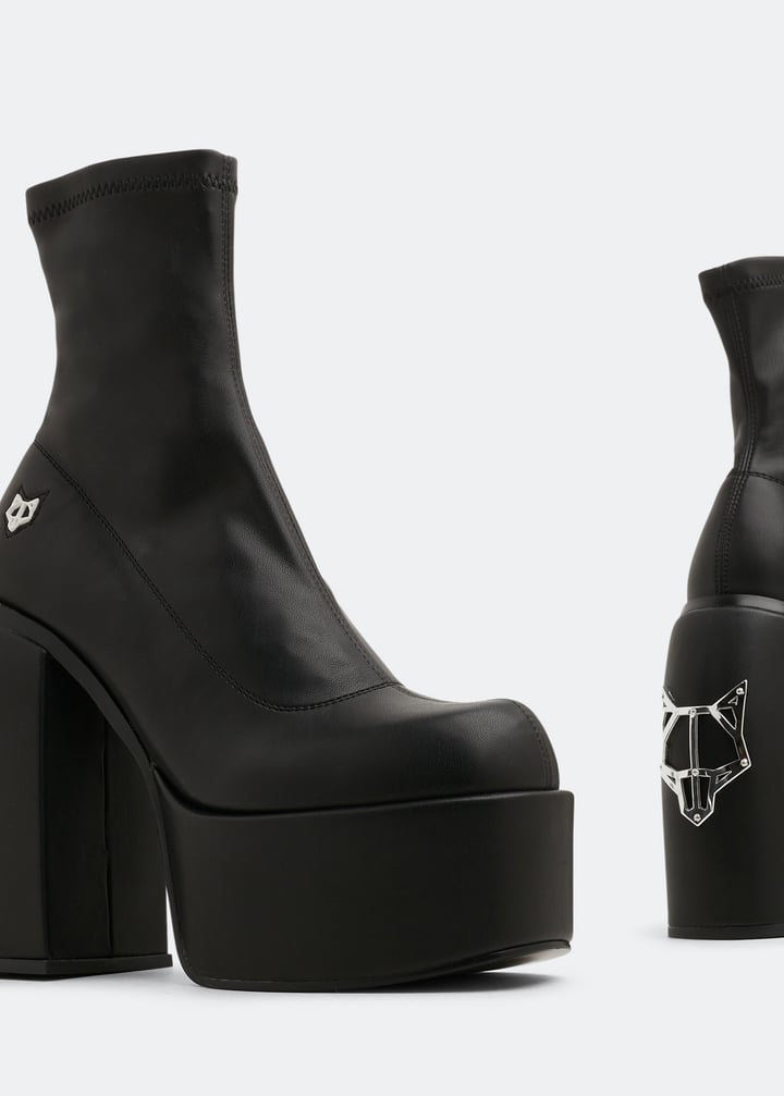 NAKED WOLFE SUGAR BLACK STRETCH ハイヒールブーツ Naked Wolfe Sugar Black Platform Booties | Saks Fifth Avenue