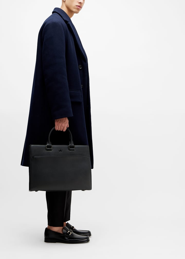 トートバッグ Roderer Black Italian Leather Black Award Double Briefcase Award Double Briefcase For Man > Italian Leather Black – RODERER