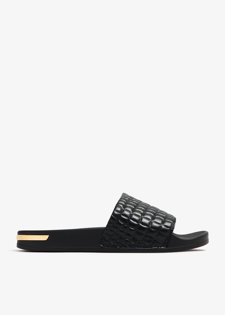 Mallet Midnight croc slides for Men - Black in UAE | Level Shoes