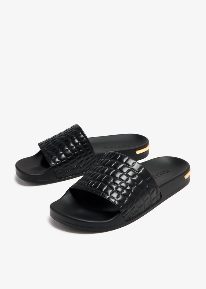 Mallet Midnight croc slides for Men - Black in UAE | Level Shoes