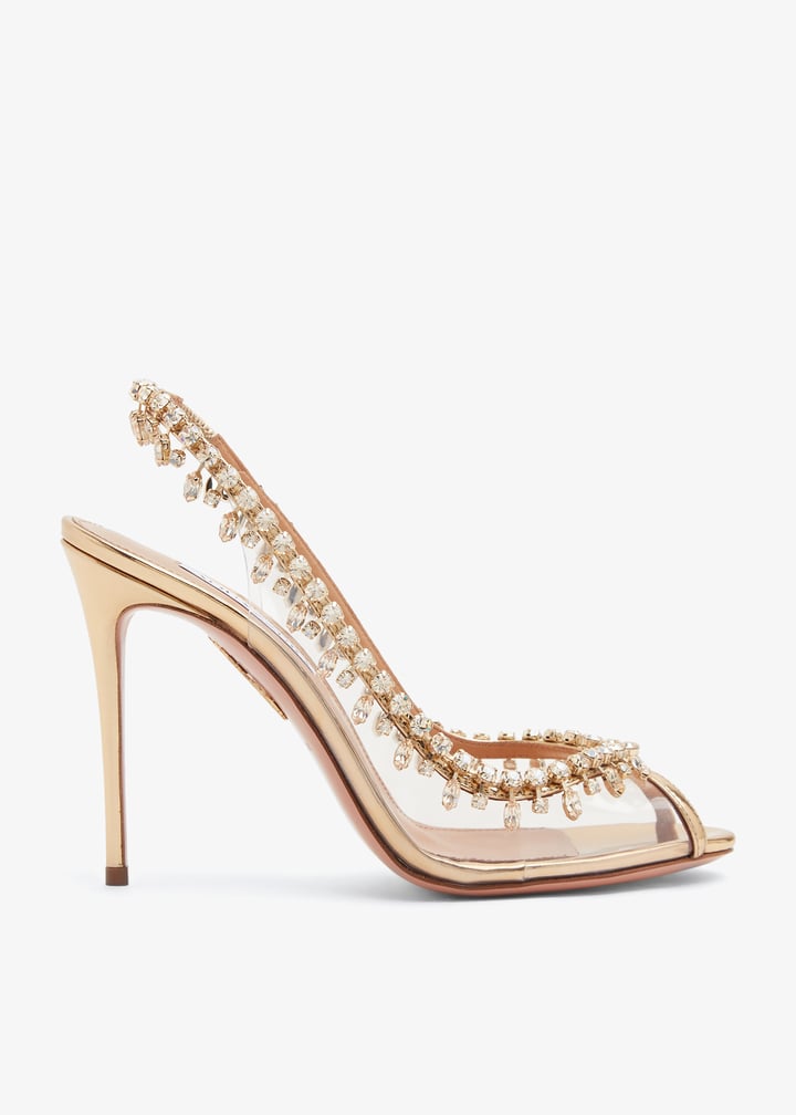 Aquazzura Temptation crystal sandals for Women - Gold in UAE