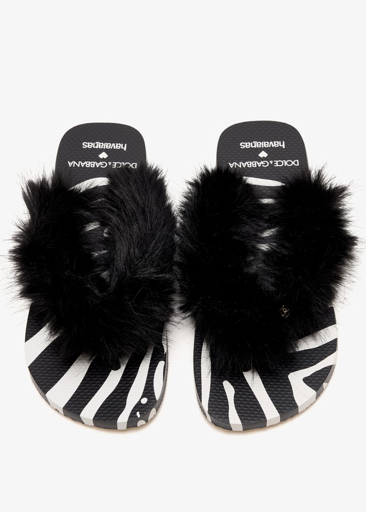 ★関税込★Havaianas x Dolce&Gabbana★Top - Animal Zebra★ Women's Dolce&Gabbana Animals Faux Fur Zebra Top Flip Flops