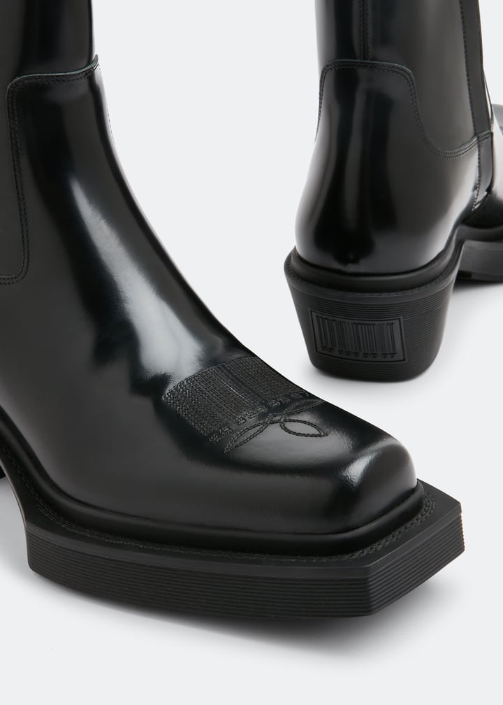 靴 VTMNTS 22AW ANKLE COWBOY Boots Buy VTMNTS men black leather cowboy ankle boots for $740