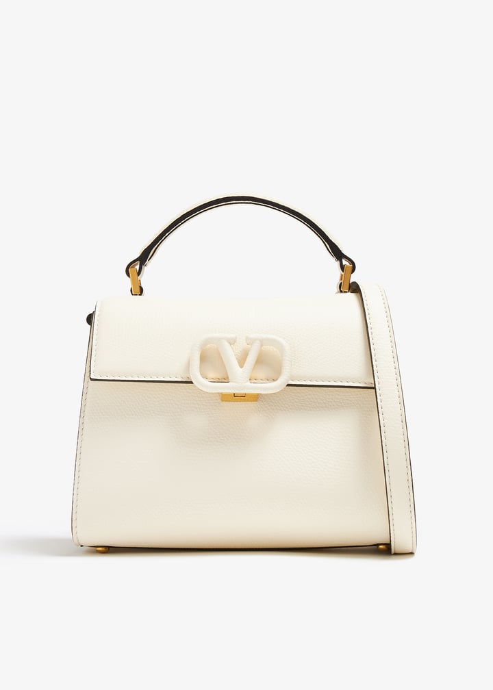 ハンドバッグ WHITE LEATHER VSLING BAG Valentino Garavani Small VSling Handbag with Jewel