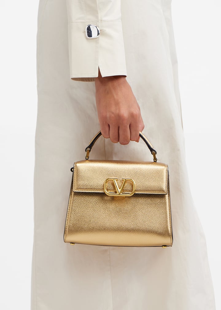 VIP【関税送料無料】希少 GOLDEN  LEATHER TOP HANDLE BAG Valentino Garavani Mini Calf Leather VSLING Top-Handle Bag