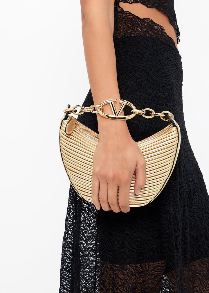 Valentino Garavani VLogo Moon mini hobo bag for Women - Gold