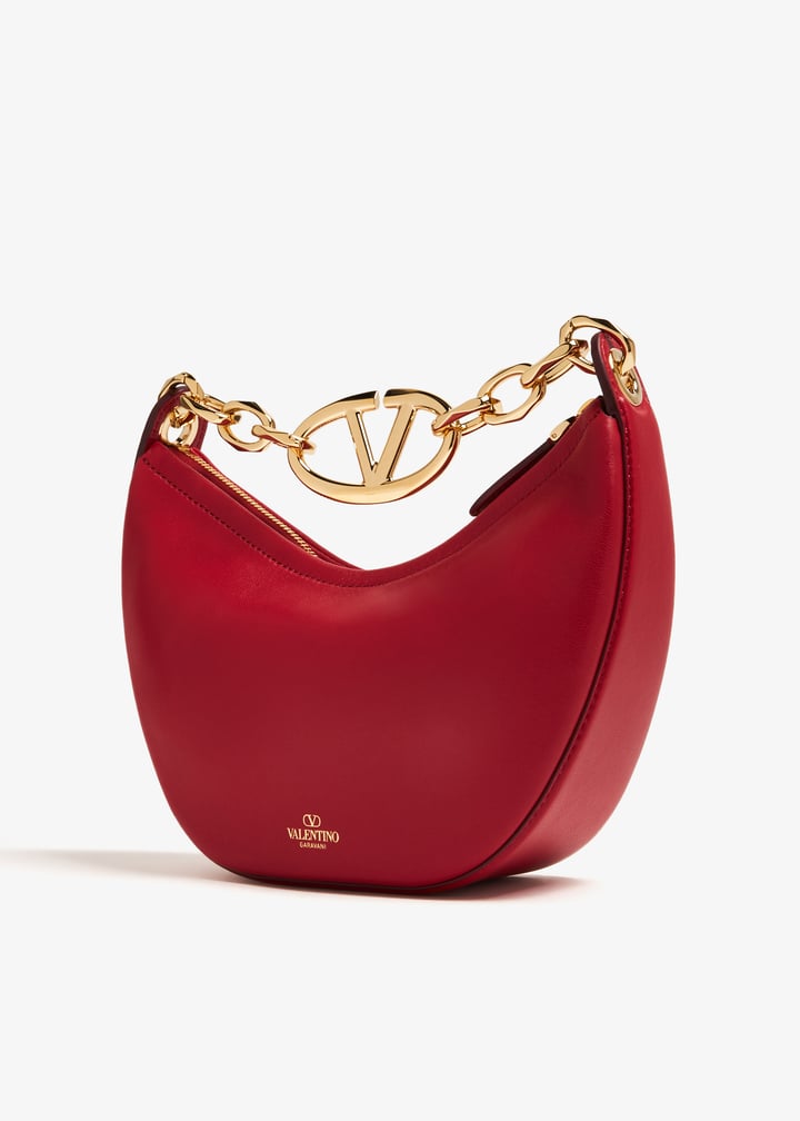 【VALENTINO】VLOGO MOON MINI HOBO BAG Vlogo Moon Mini Hobo Bag In Nappa Leather With Chain for