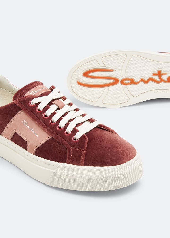 【関税&送料込】Santoni Sneakers Red $695 New Authentic Santoni Brick Red Suede Luxury Low Top