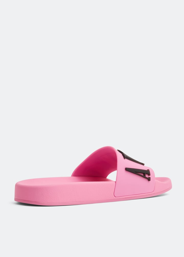 ⭐︎meri0005⭐︎ AMIRI Logo pool slides for Women - Pink in USA | Level Shoes