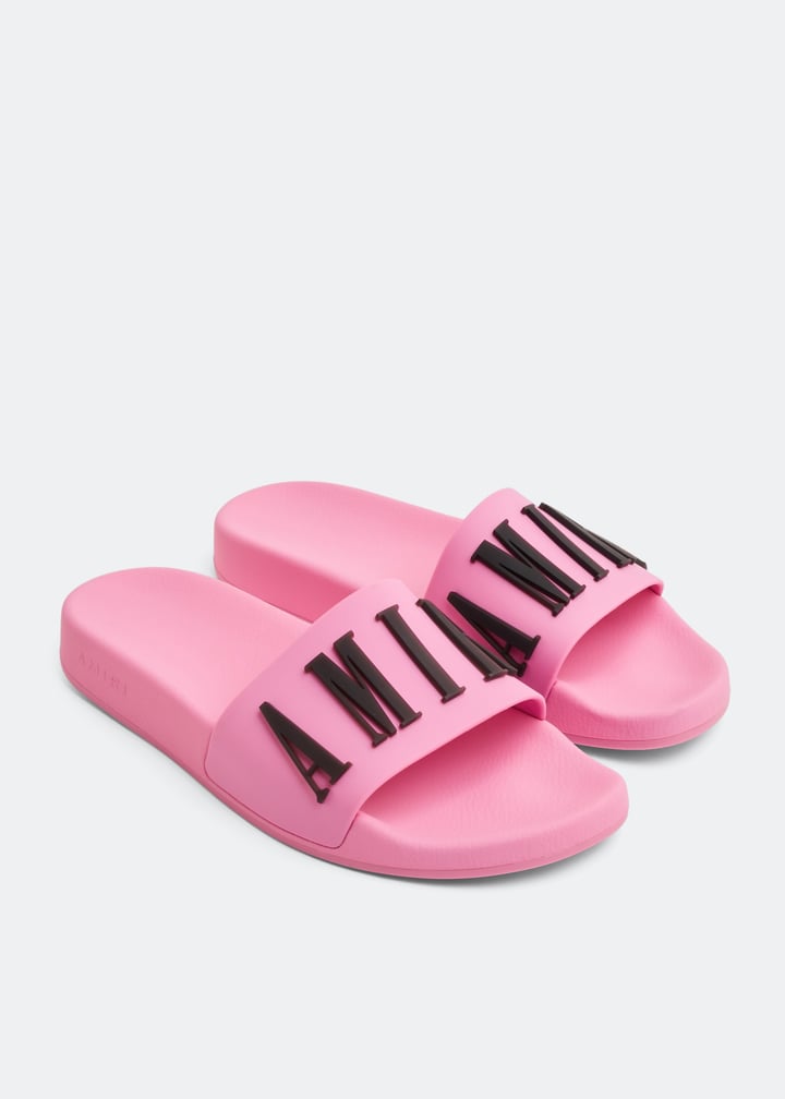 AMIRI Logo pool slides for Women - Pink in USA | Level Shoes