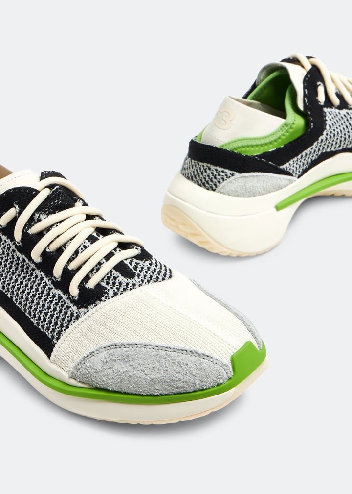 関税送料込 ADIDAS Qisan ストレッチニット スニーカー ロゴ入り Adidas Y-3 Yohji Yamamoto Black Qisan Knit Sneakers IG2964